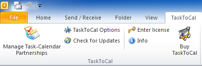 TaskToCal RibbonBar